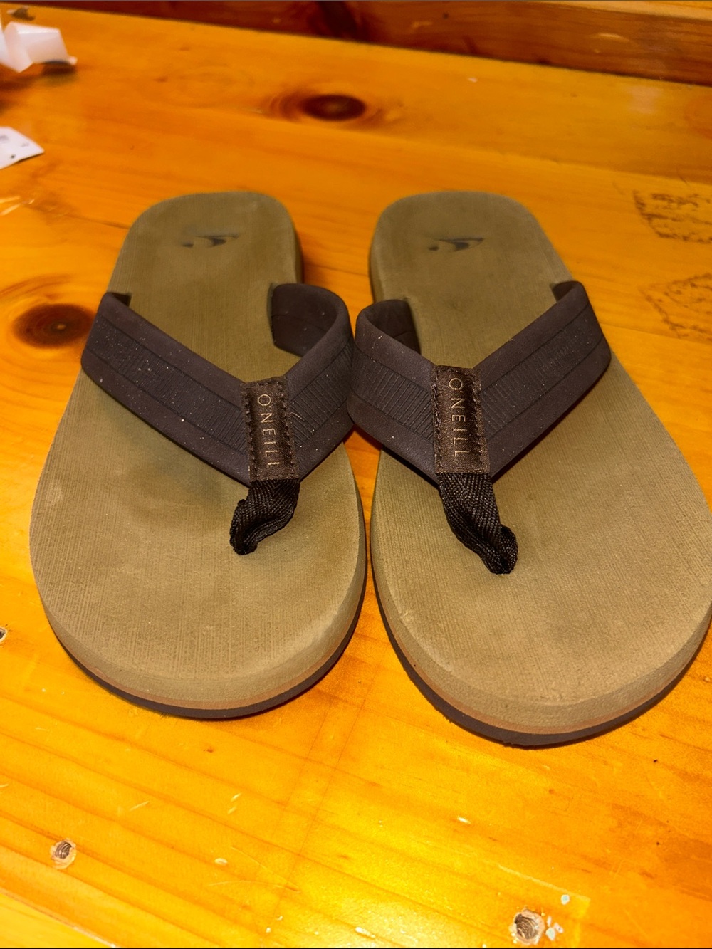 O'Neill Men's Brown Footbed Flip Flops with Black Straps